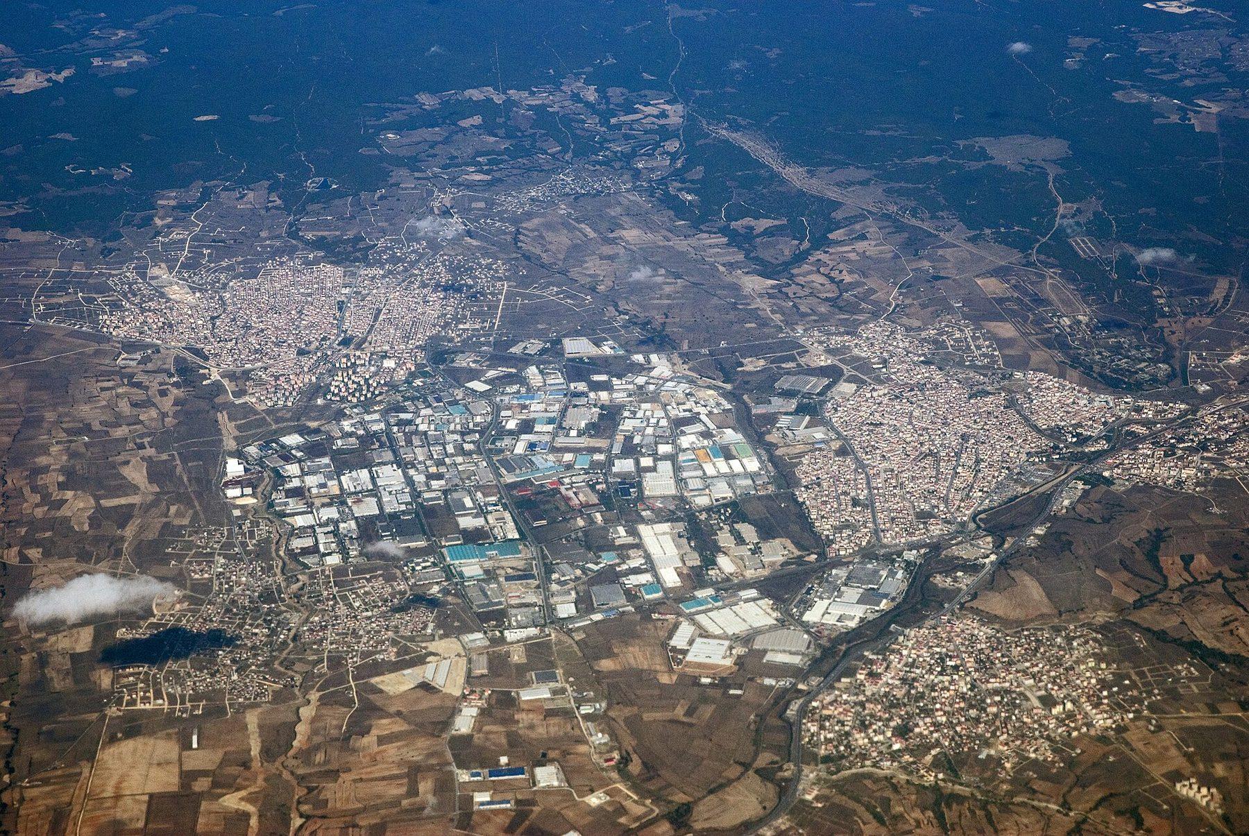Aerial view of the Çerkezköy industrial area in Türkiye