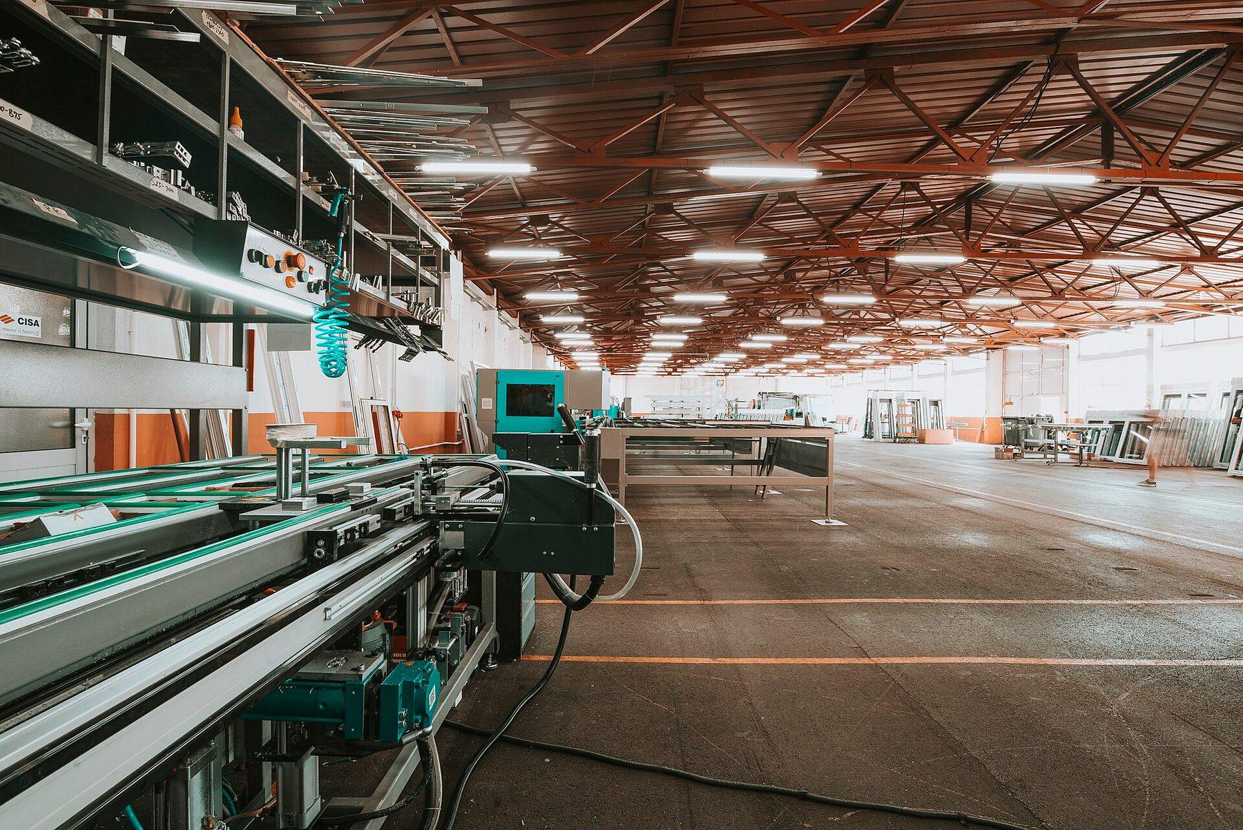 Automated machinery operating inside a modern production facility